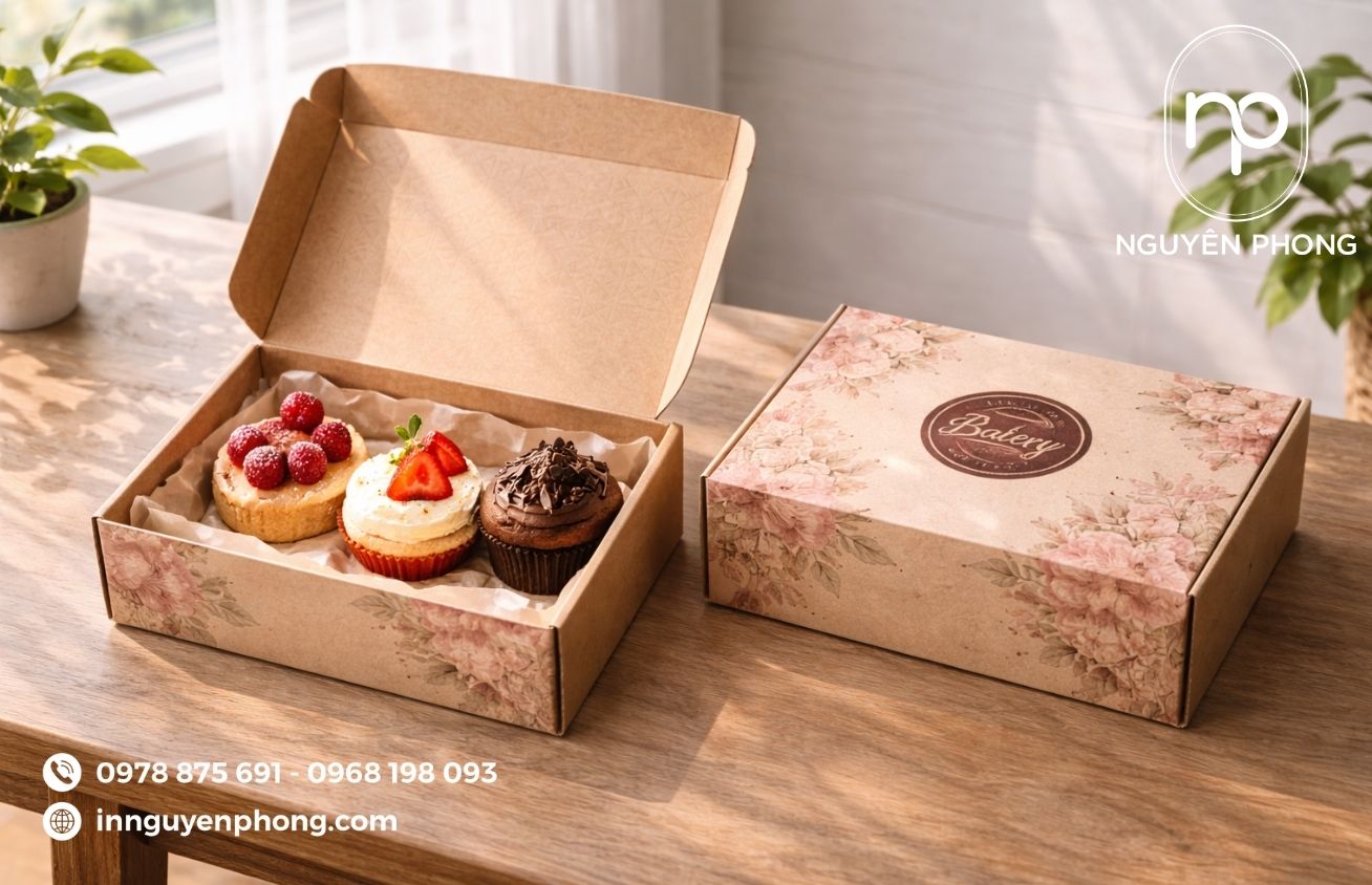 Mẫu hộp kraft bồi sóng đựng thực phẩm 